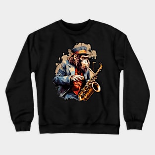 Monkey Playing Saxophone Crewneck Sweatshirt